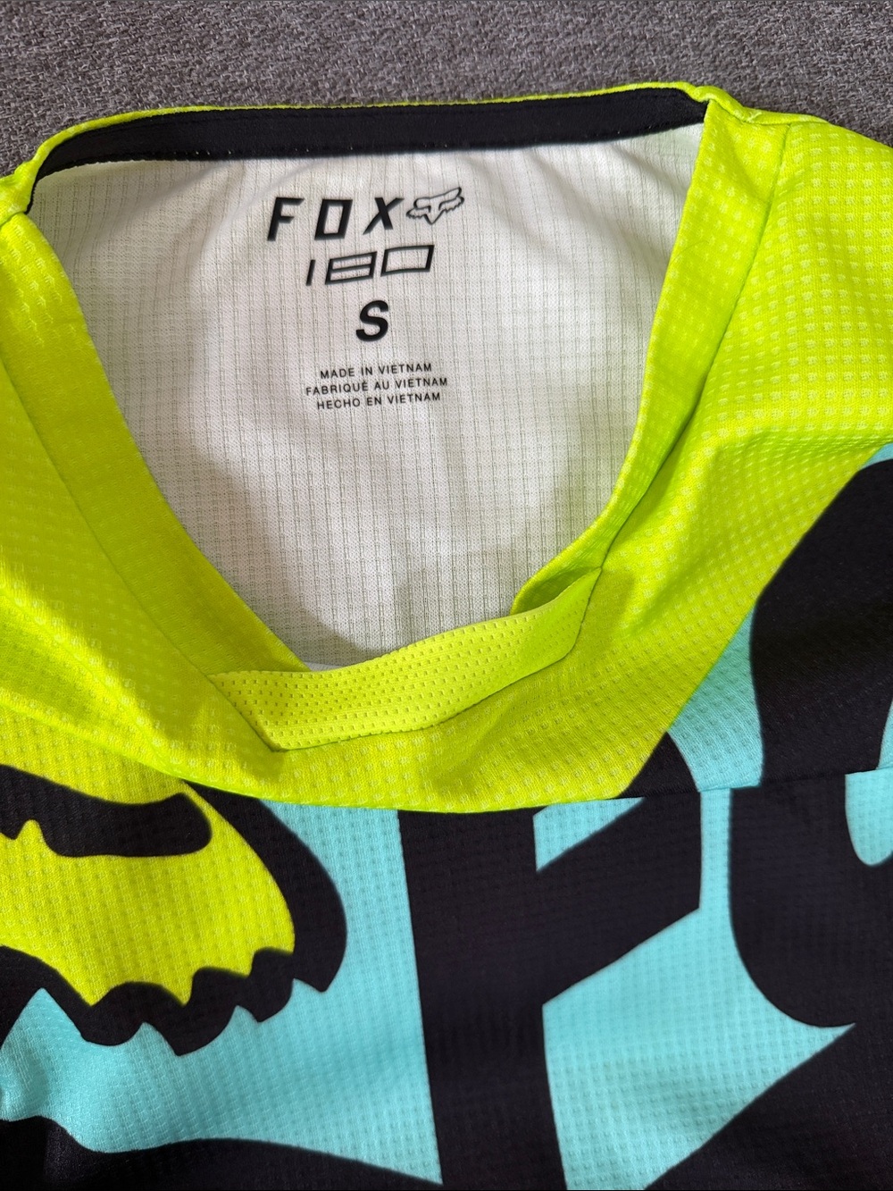 Fox 180 Motocross Jersey - Neon Yellow, Mint, Gray - Picture 2 of 3